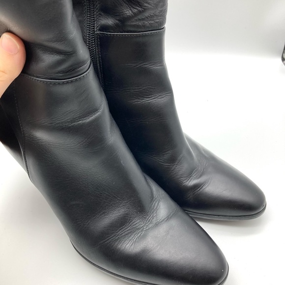 Aquatalia Black Leather Long Tall Heeled Boots - Picture 5 of 16